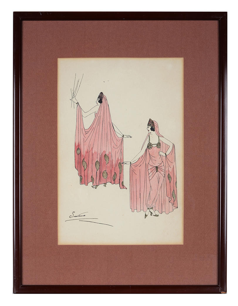 ORIENTALER. Scendesign, akvarell/bläck.