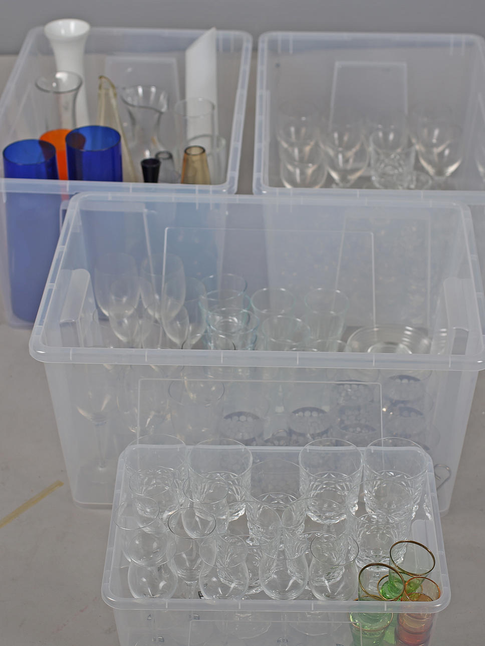 PARTI GLAS OCH VASER, bla Orrefors.