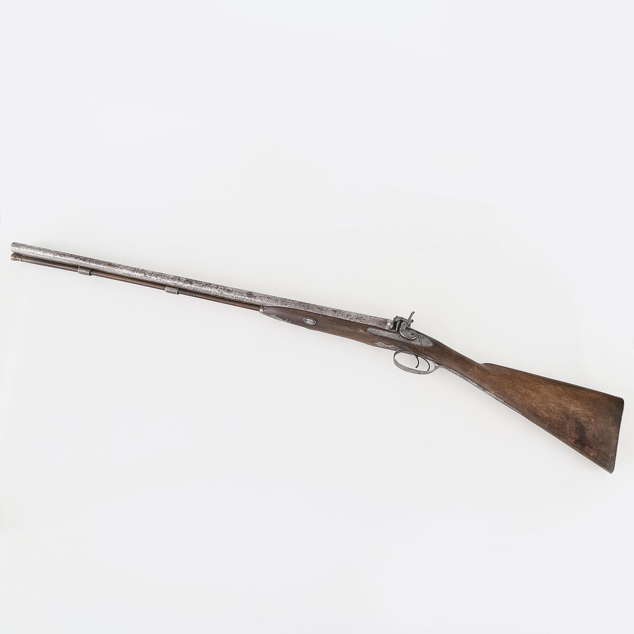 BLOCK RIFLE, double barrel, England, early 1800s.