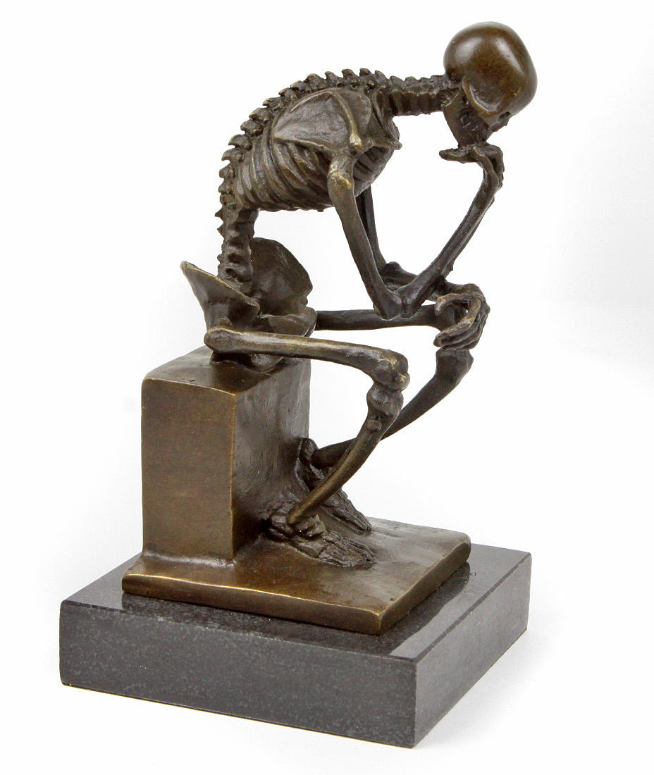BRONZE SCULPTURE, The Thinker, Skeleton.