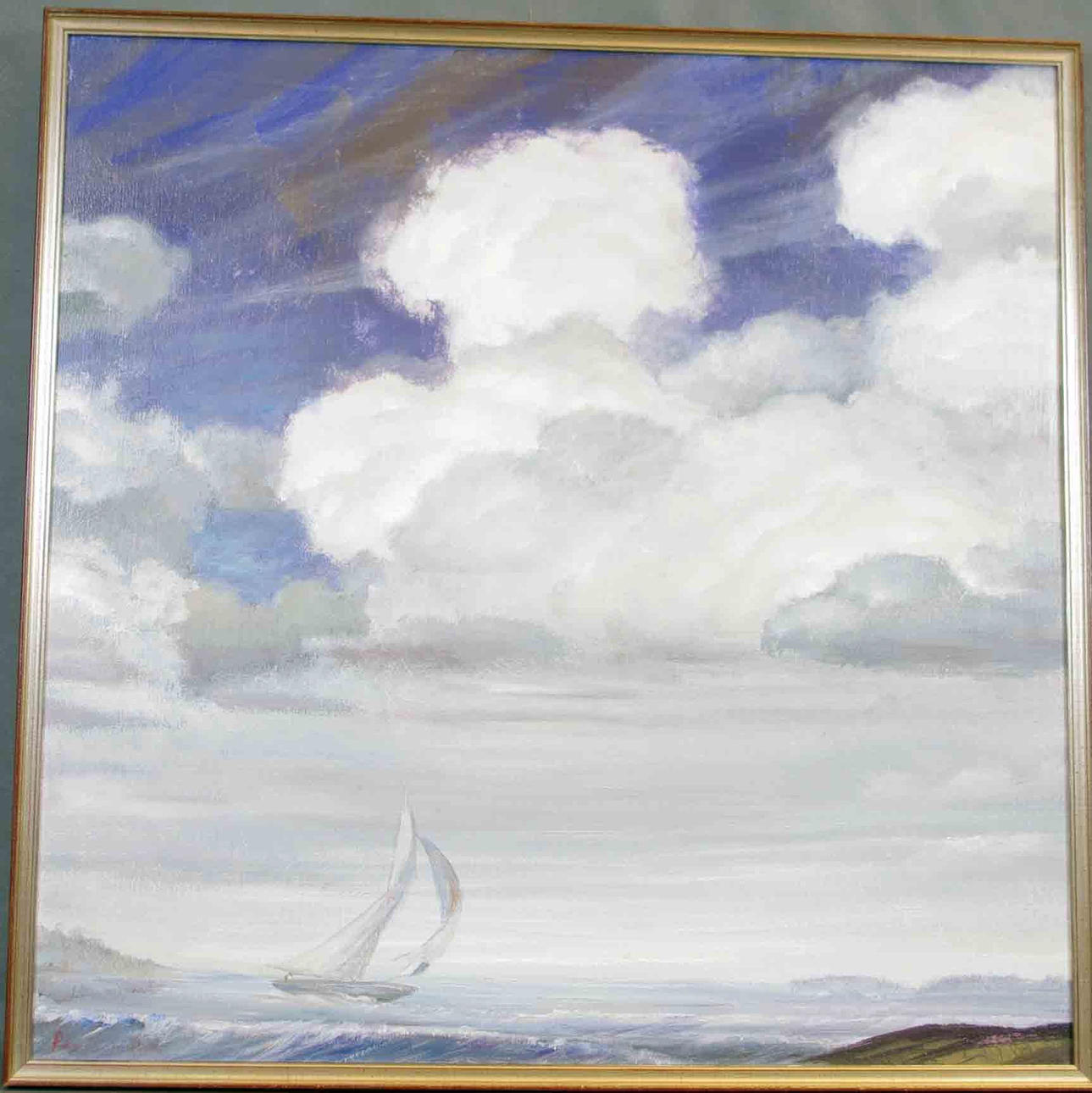 OKÄND KONSTNÄR. segelbåt, olja på duk.