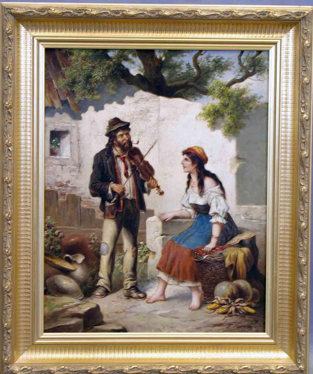 F. MORELLI. serenad, olja på duk.