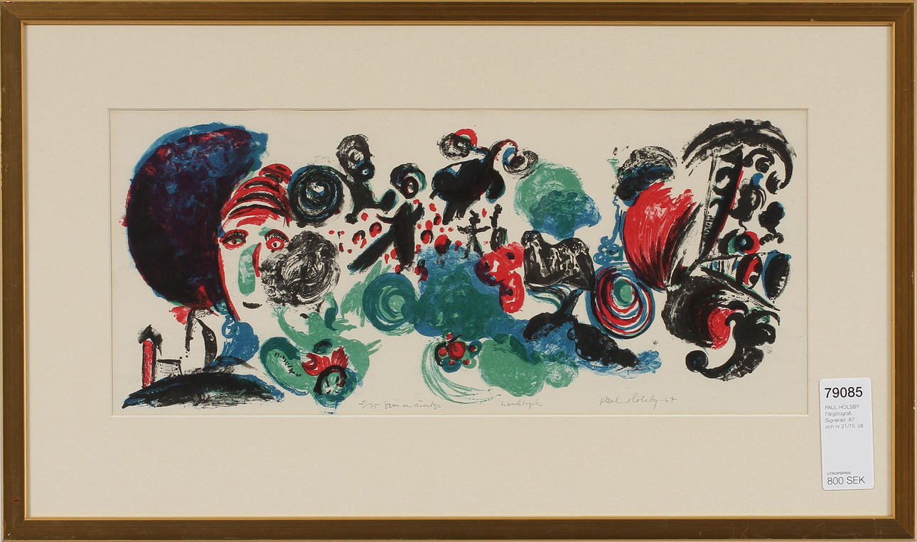 PAUL HOLSBY. Färglitografi. Signerad -67 och nr 21/75.