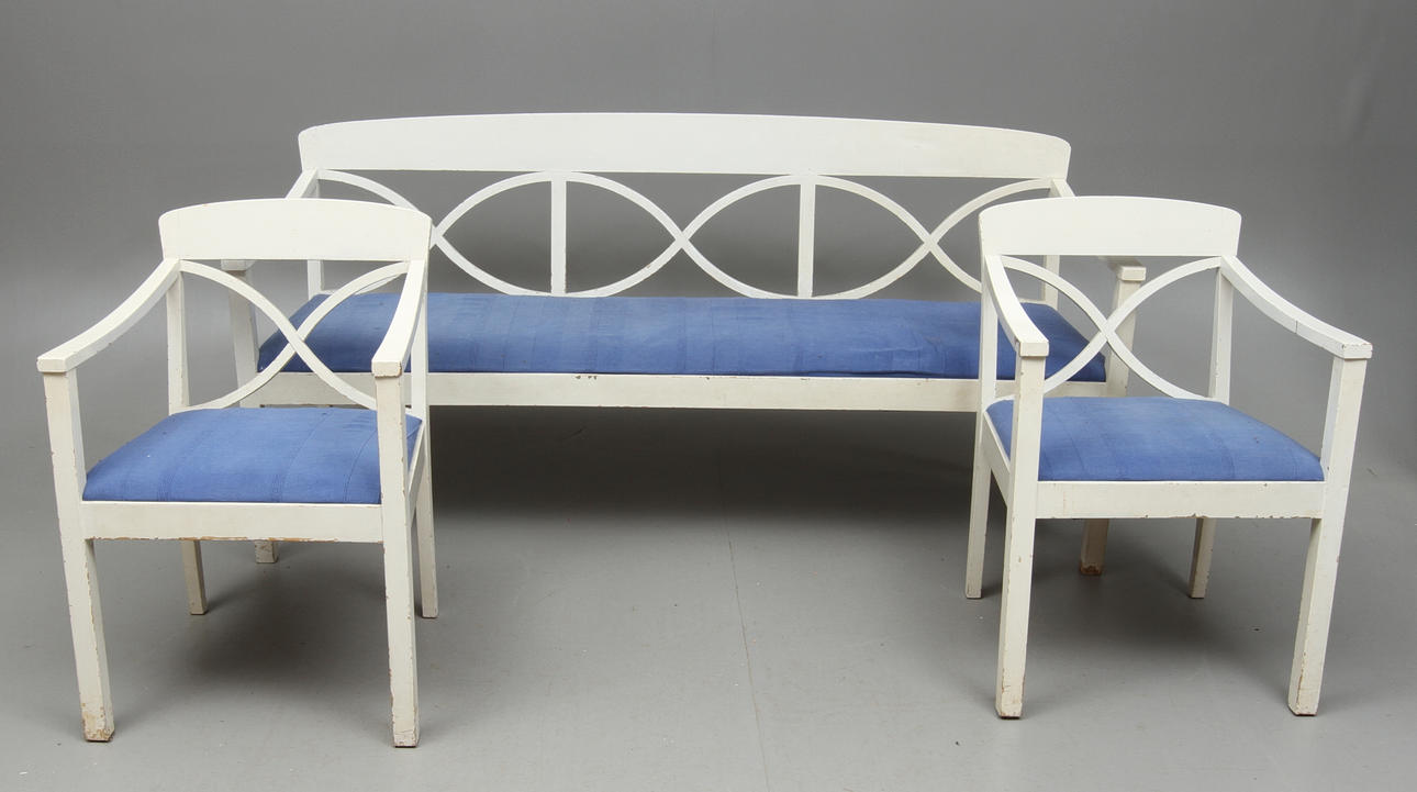 SOFFA, KARMSTOLAR, ett par, jugendstil, 1900-tal.