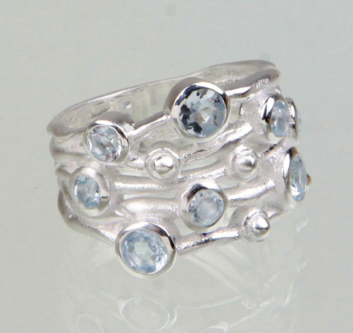 DESIGNER RING IN SILBER 925, BLAUTOPAS.