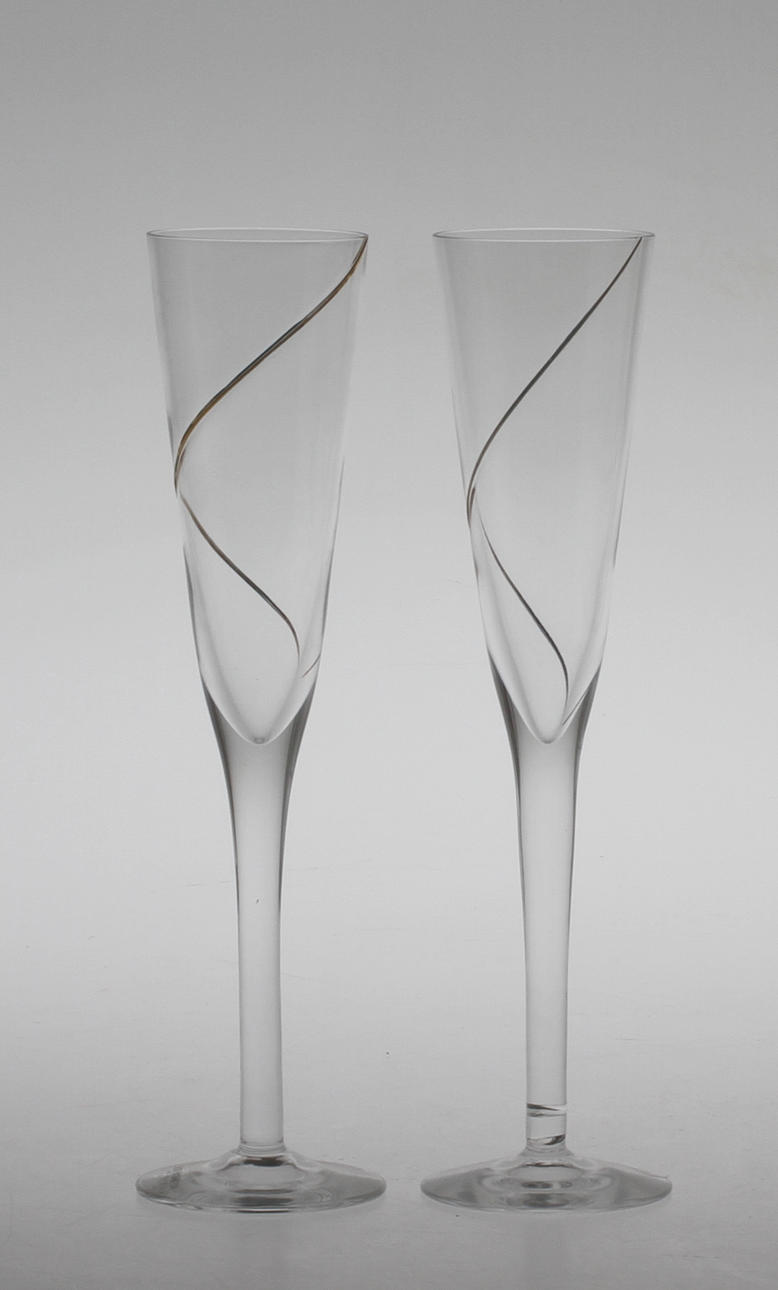 CHAMPAGNEGLAS, 8 st, glas, "Line", design Anna Ehrner, Kosta Boda.