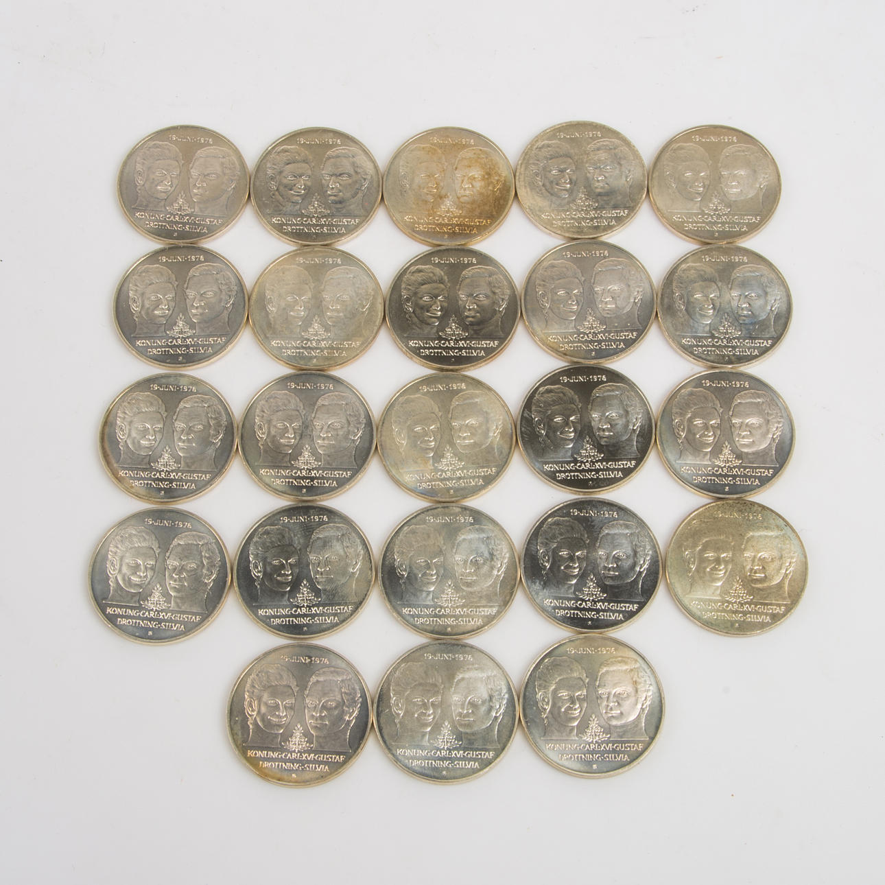 JUBILEUMSMYNT, 23 stycken, silver, 19 juni 1976.