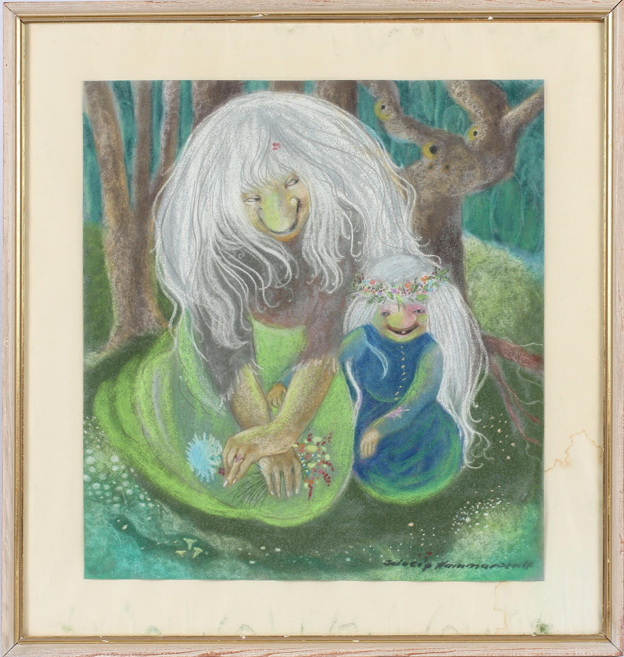 SOLVEIG HAMMARSTEDT. Zauberstoff, Pastell, signiert.