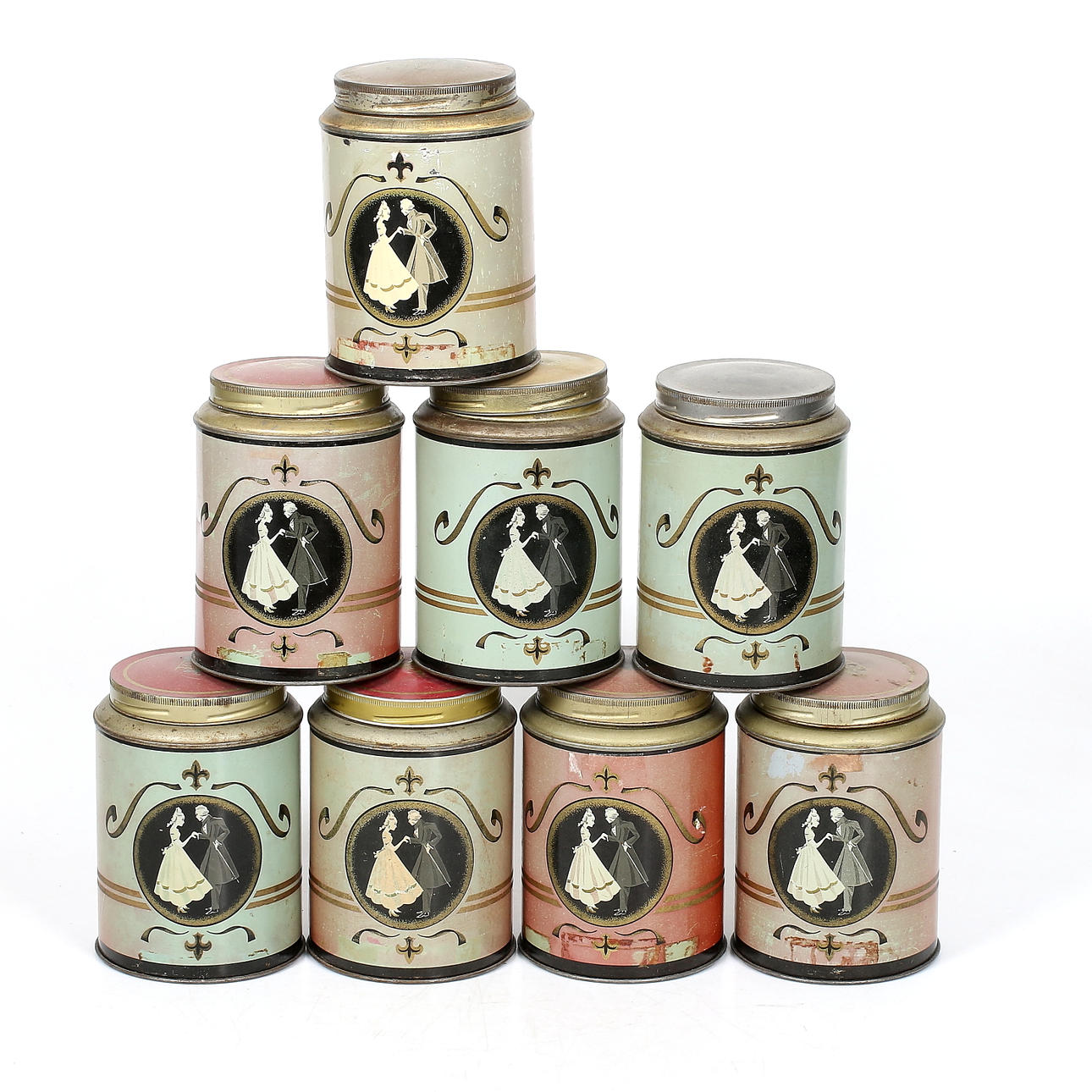 Blikdåser, 7 stk, ODC Kaffe, 1900-tallet.