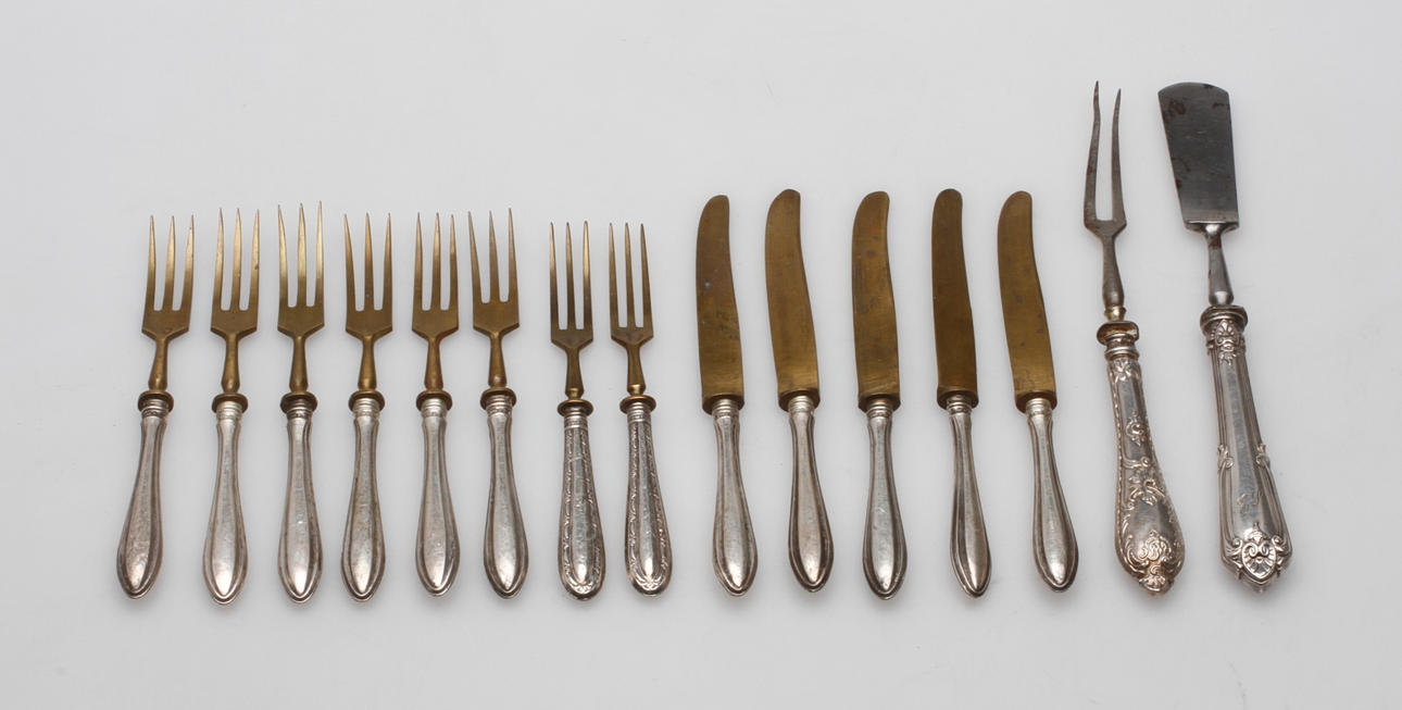 CUTLERY, 15 pieces, about 370 grams, Silver.