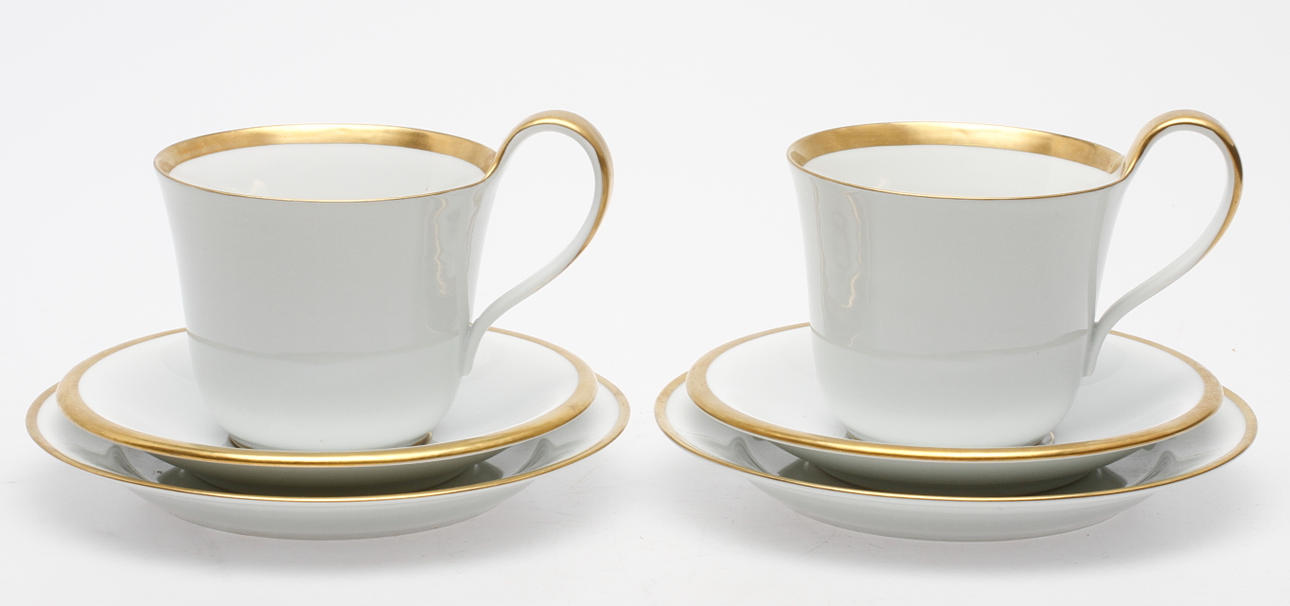 SERVISDELAR, 14 delar, porslin, "Golden Sun", design Sigvard Bernadotte, Bing & Gröndahl, Danmark.