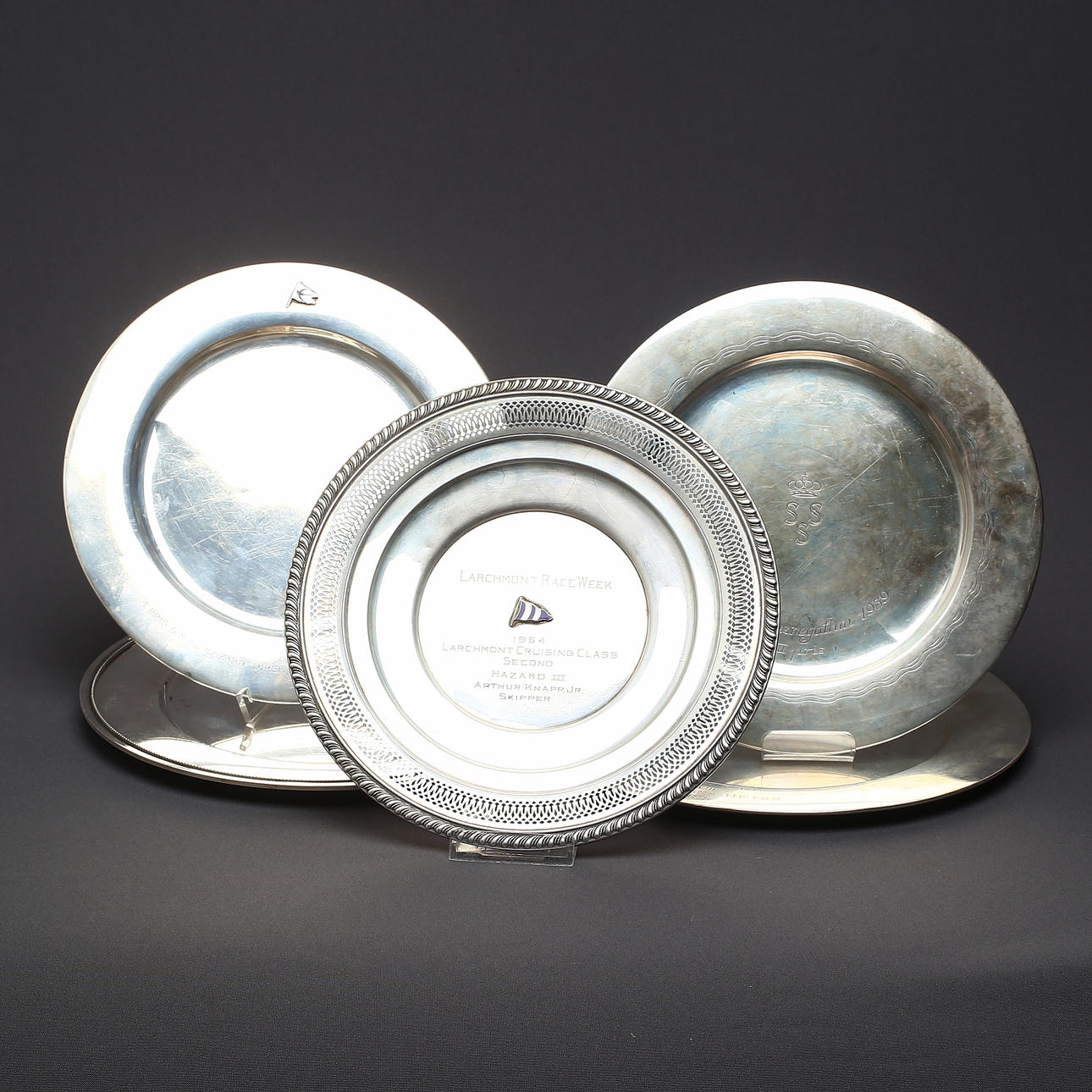 KUVERTTALLRIK, PRISTALLRIKAR, 4 st, silver, 1900-tal.