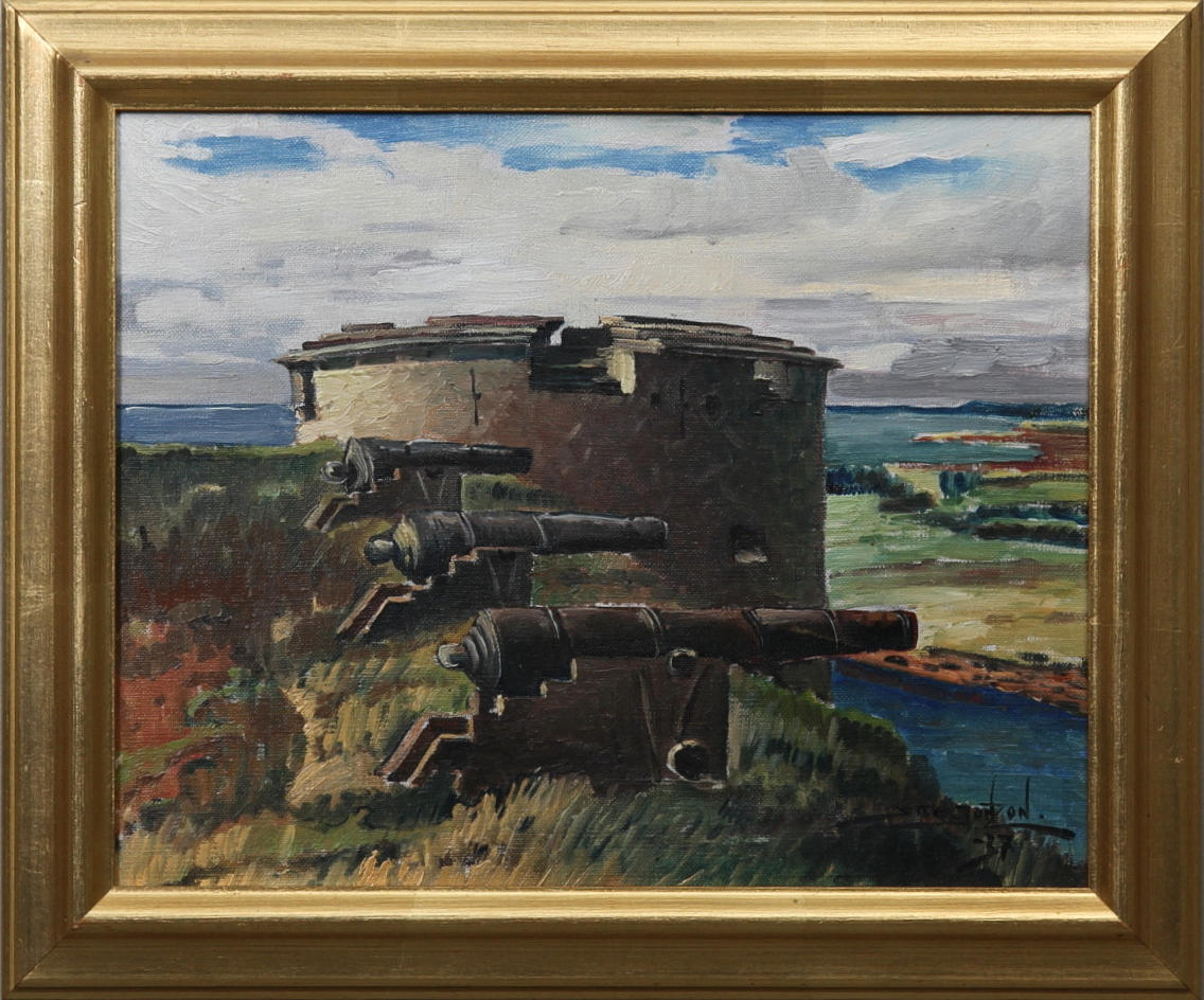 STIG JONZON. Kanonvallen, Kalmar Slott. Olja på duk. Signerad och daterad -37.