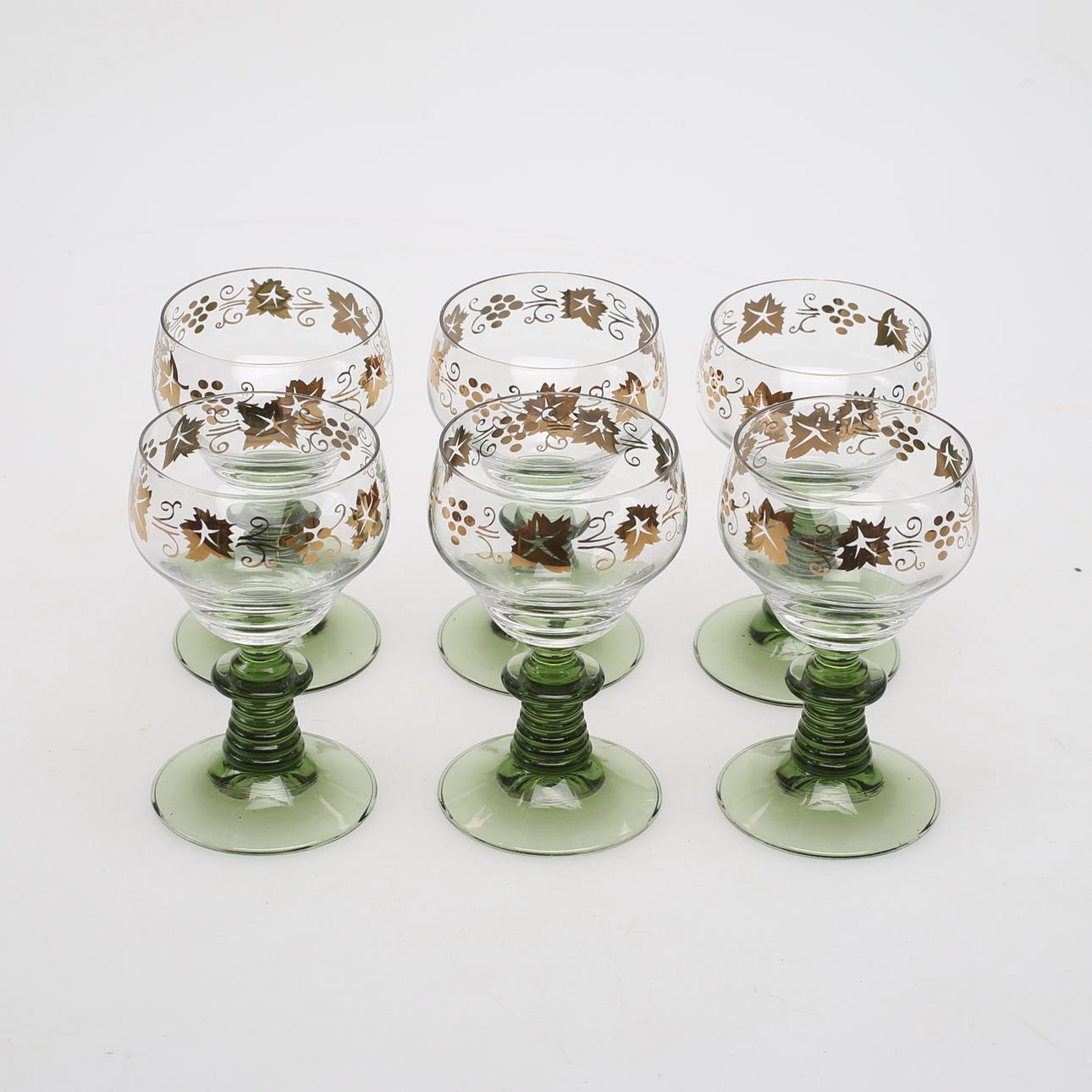 REMMARE, glas, 6 st, målad dekor i guld.