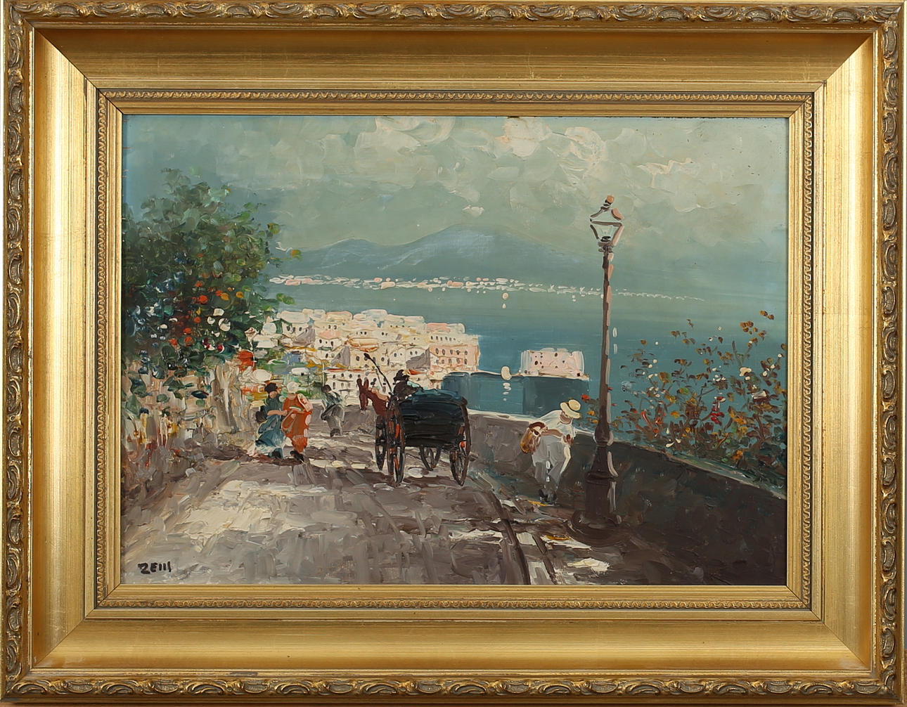 OIDENTIFIERAD KONSTNÄR. "Capri 1966". Olja på pannå. Signerad Zeiii.
