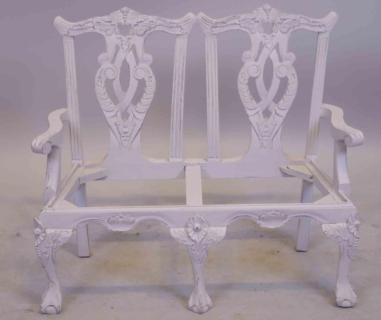 SOFFA, stomme till barnsoffa, gråmålad, chippendalestil.