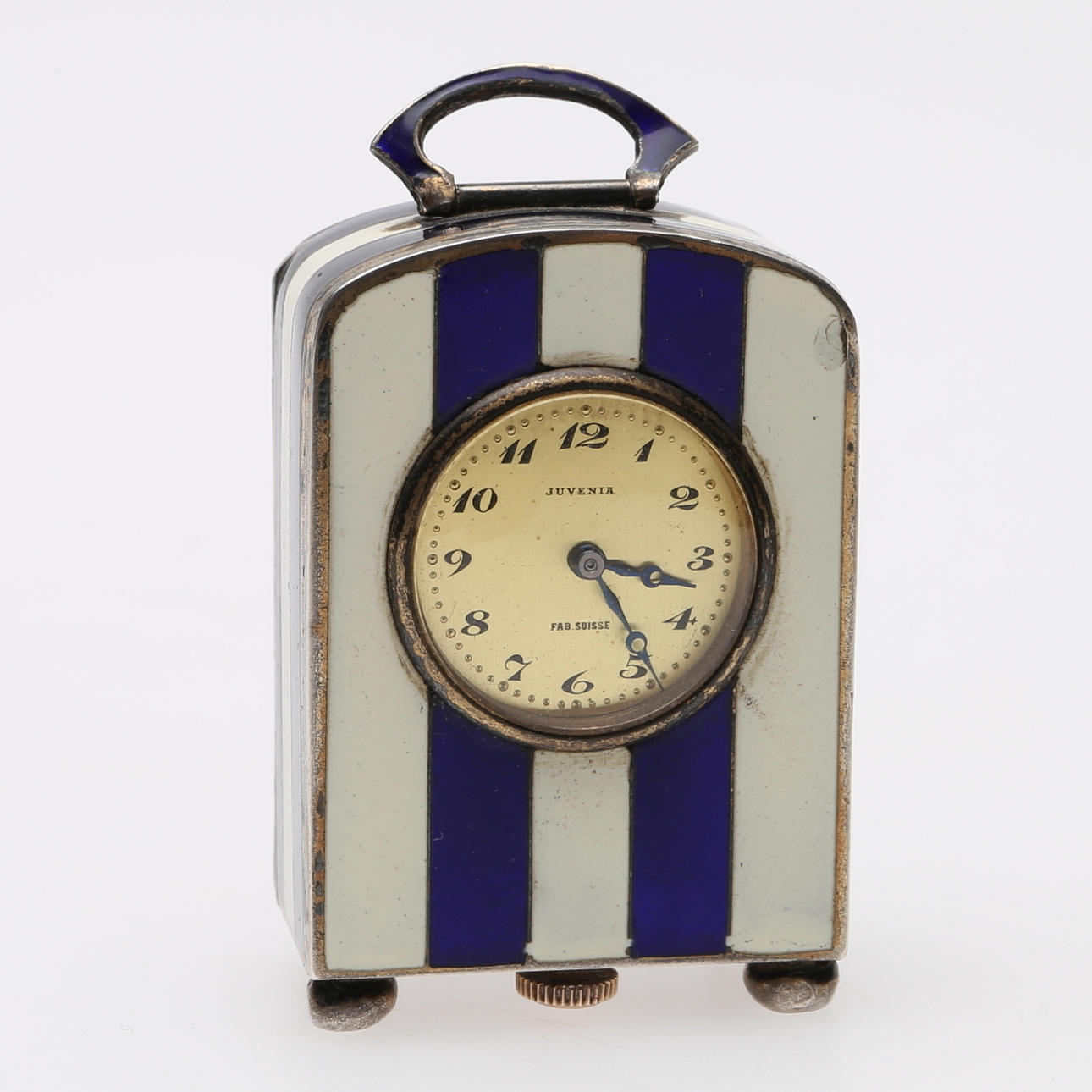 MINIATURE CLOCK, ATELIER JUVENIA, sterling silver with enamelled.