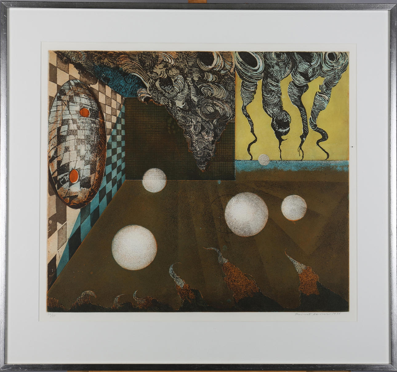 TORMUND LARSEN. Komposition. Färgetsning. Signerad och daterad 1971. 34/60.