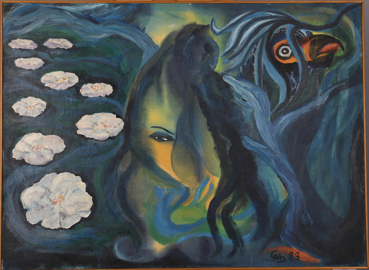 ANNA SCHWANENFLÜGEL. Komposition . Shogun. Olja på duk. Signerad An. S och daterad -83.