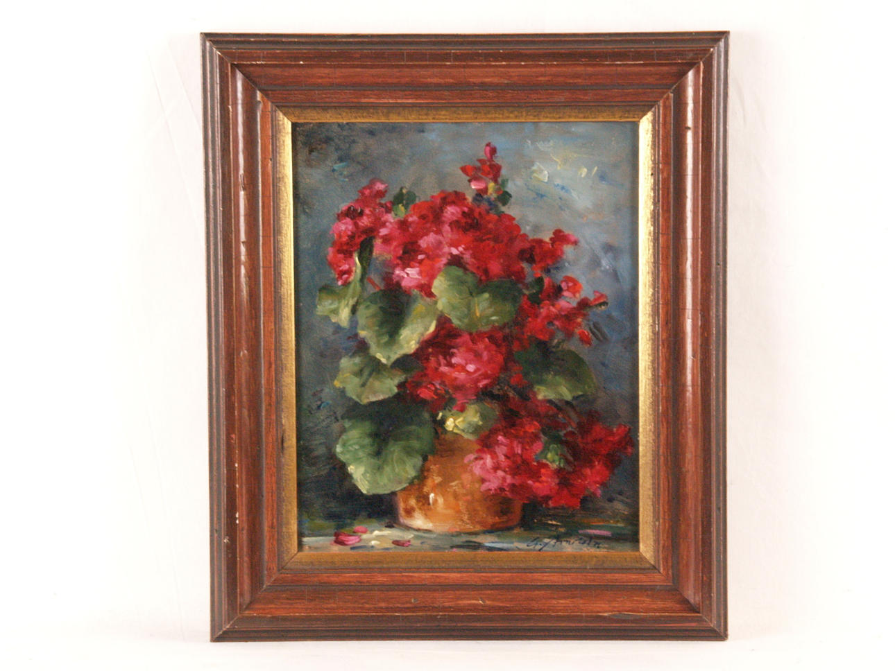 GERHARD ARNOLD. BEGONIAS, OLIE PÅ PANEL.