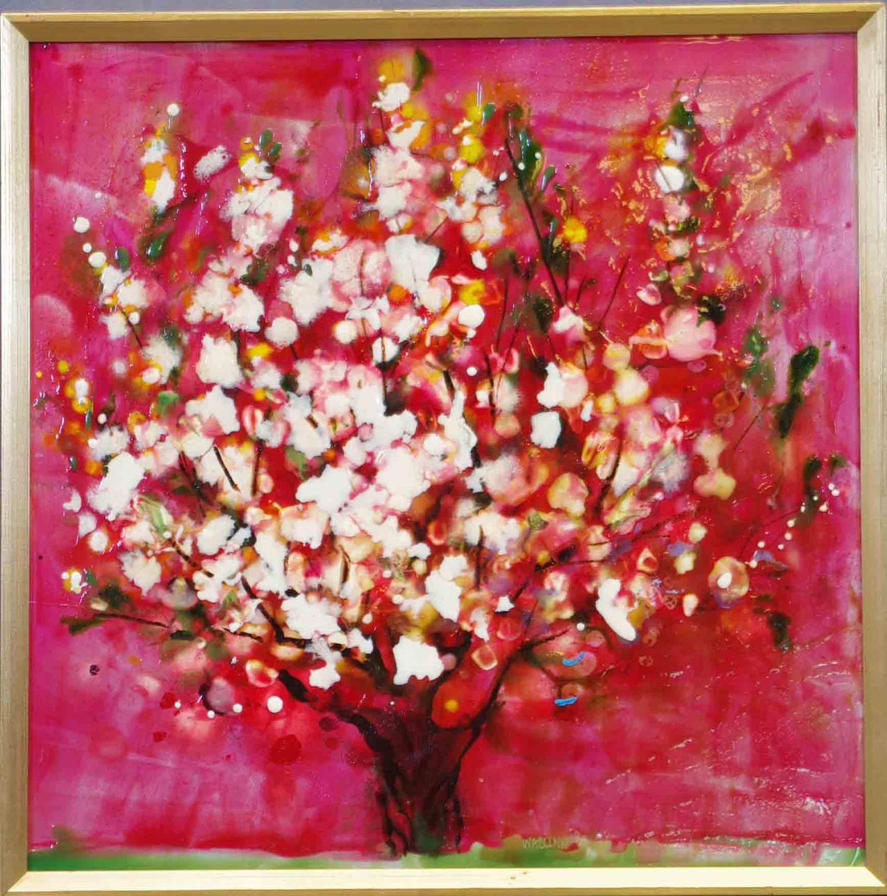 MAYBRITT WALLINA. "Blommande apel", glacure a froid aluminium.