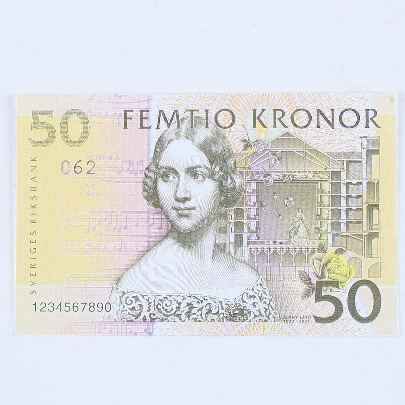 BANKNOTE, 50 Kronen, Probedruck 1995, nummeriert 062.