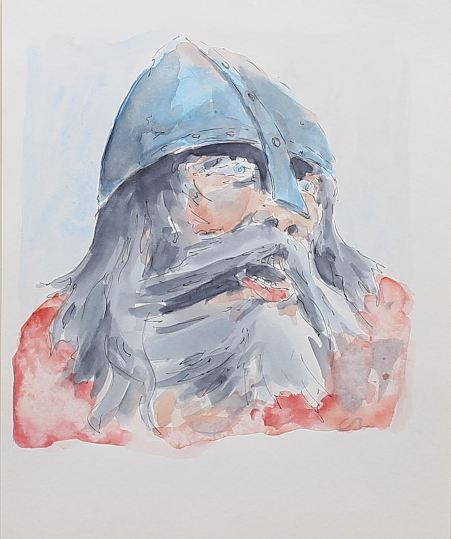 CARL-RICHARD CARLENSTIERNA. Vikingahövding. Akvarell. Signerad C C.