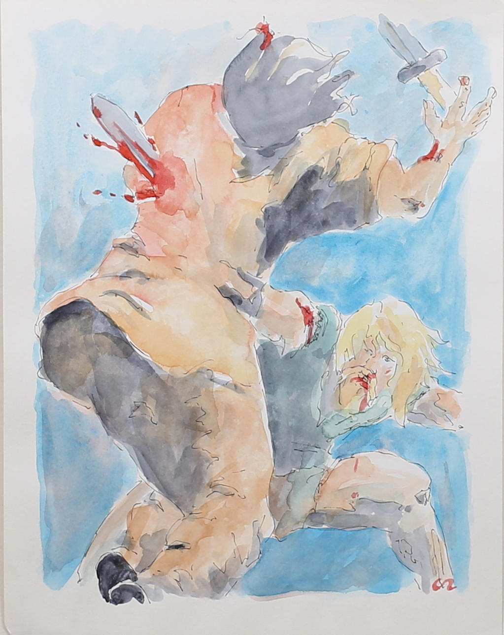 CARL-RICHARD CARLENSTIERNA. Vikingastrid. Akvarell. Signerad C C.