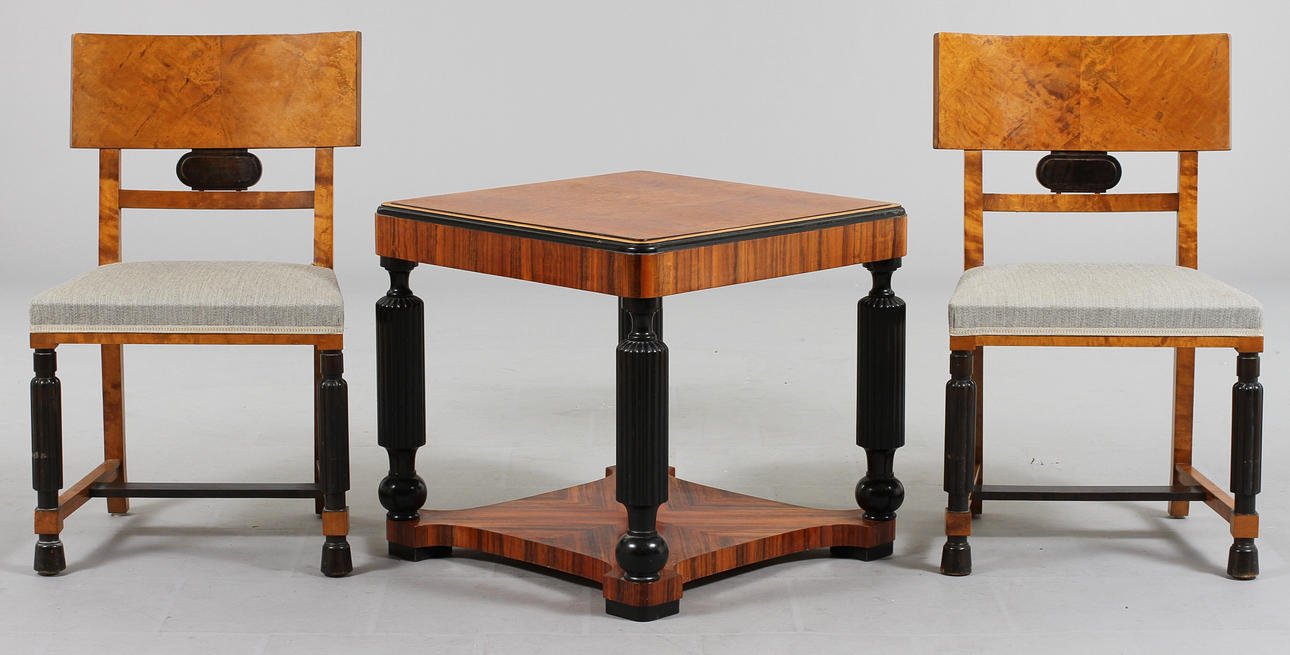 BORD OCH 2 STOLAR, Art Deco, 1900-tal.