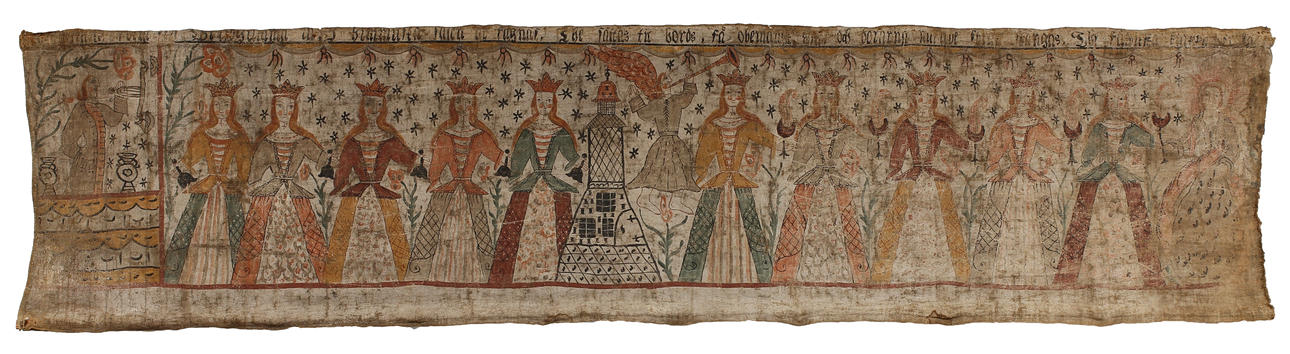 VÄGGBONAD, allmoge, kanvas, 1800-tal.