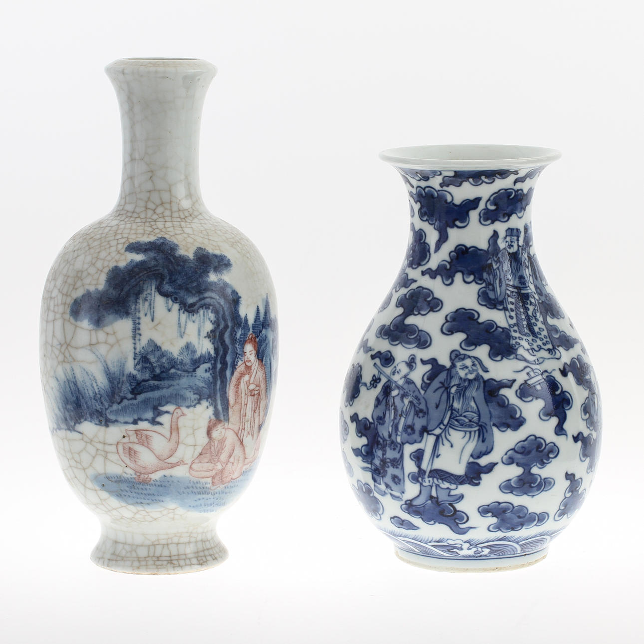 VASER, 2 st, porslin, Kina, 1800/1900-tal.