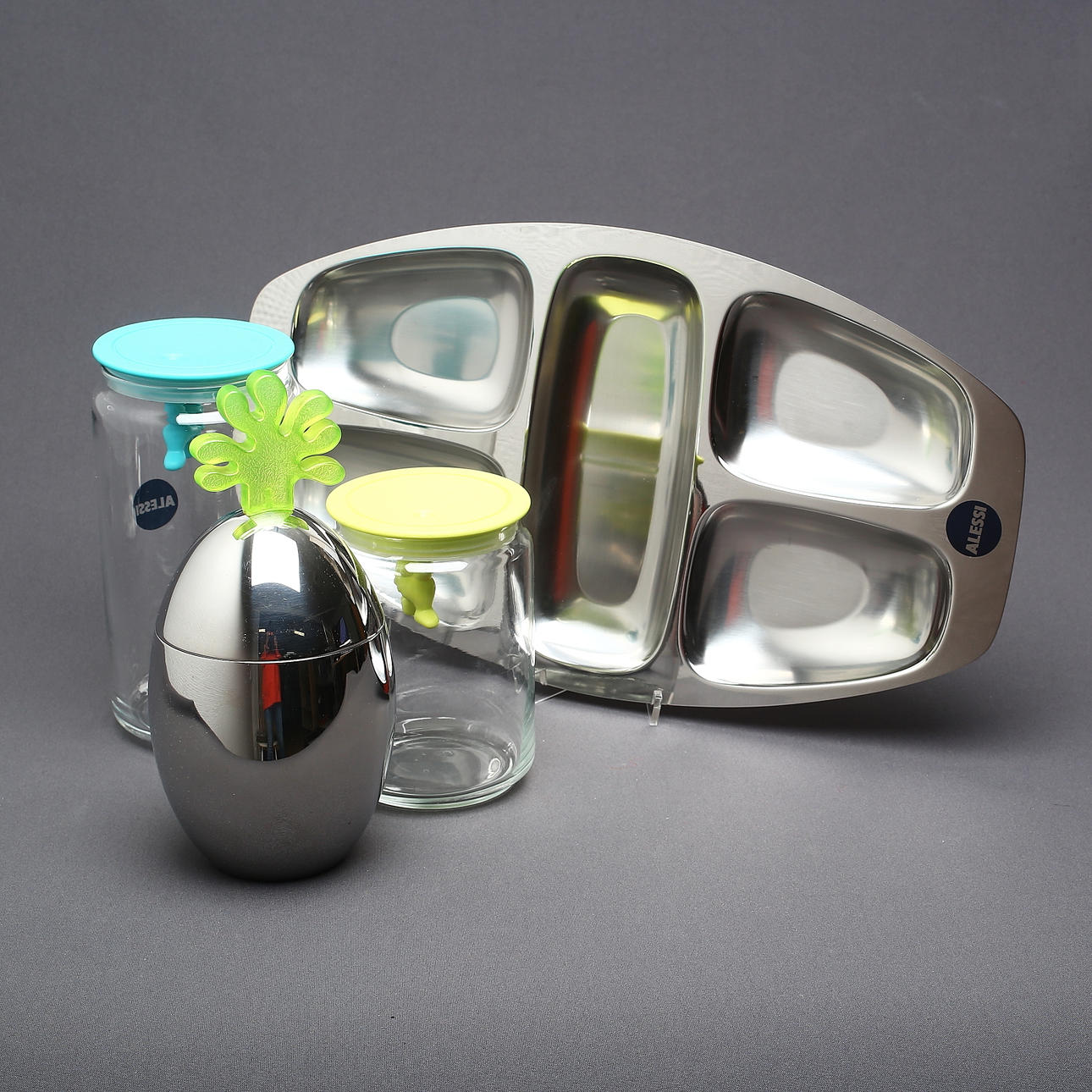 ALESSI, 4 dele, krukker, tapasfad og isspand.