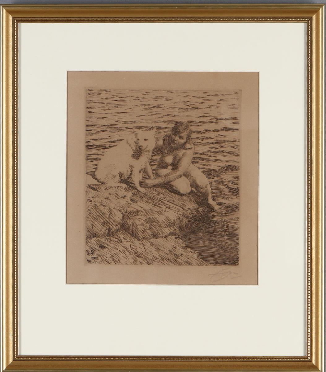 ANDERS ZORN. "Sappo", etsning, signerad samt daterad 1917.