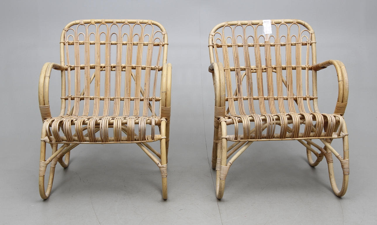 ROTTINGFÅTÖLJER ett par 1950-tal.