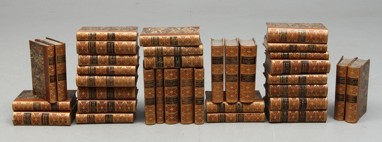 BÖCKER, 35 vol, August Strindbergs samlade verk, Albert Bonniers Förlag, omkring 1920.