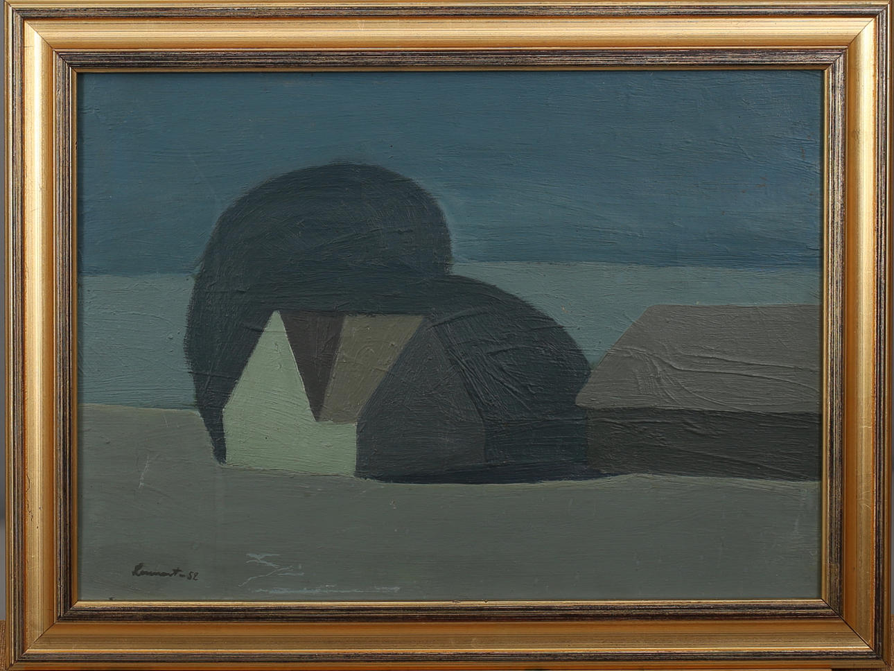 LENNART LINDHOLM. Hus Södra Sandby. Olja på duk. Signerad Lennart daterad -52.