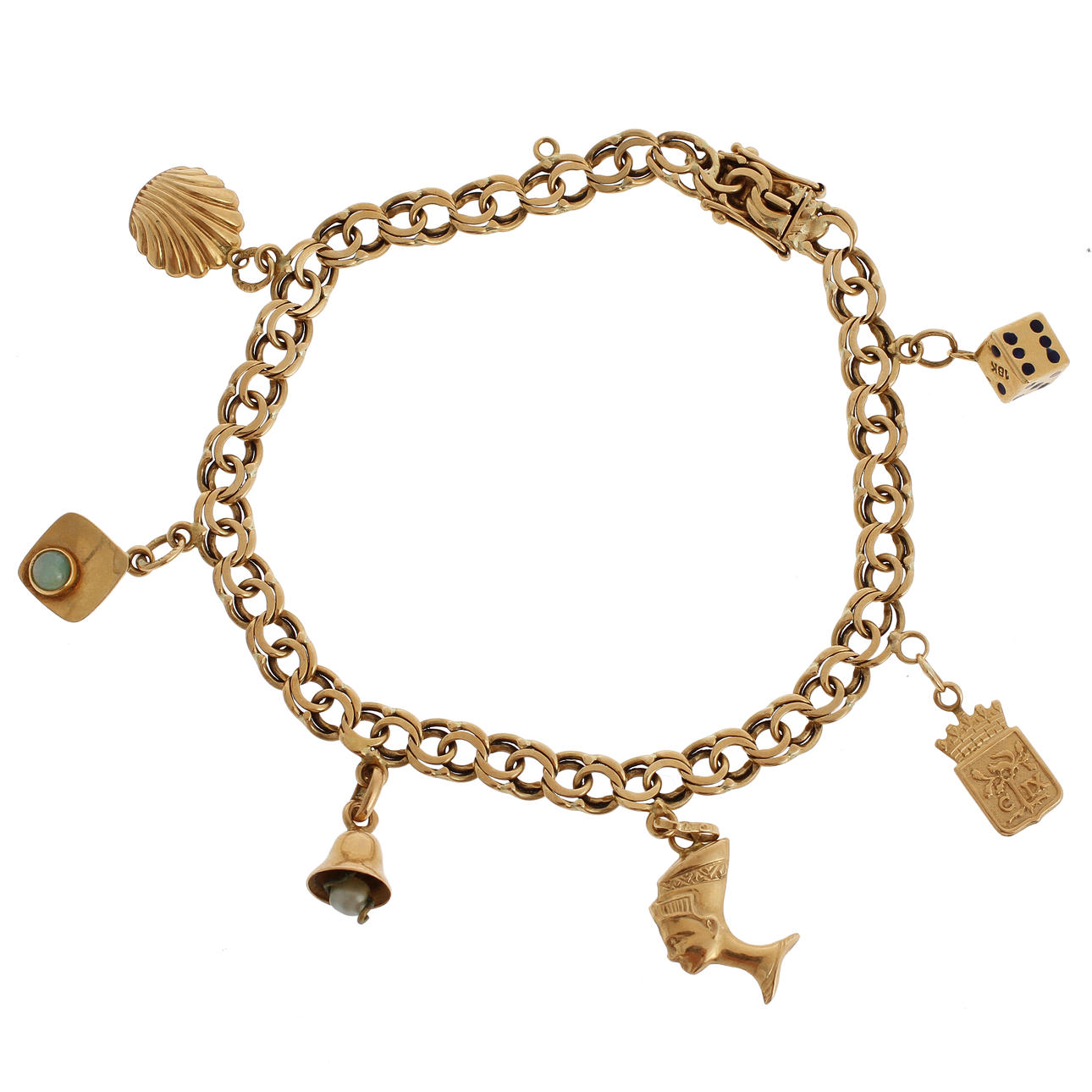 ARMBAND, 18k guld med berlocker, 13,5 gram.