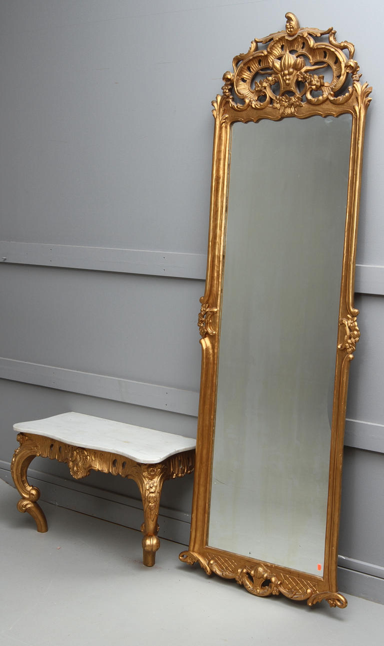 SPEGEL med konsolbord, rokoko stil, 1900-tal.