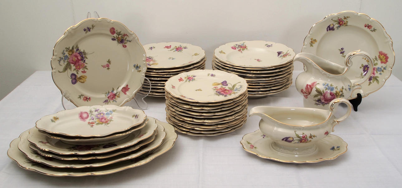 SPEISESET, ROSENTHAL, POMPADOUR, 46-TEILIG.