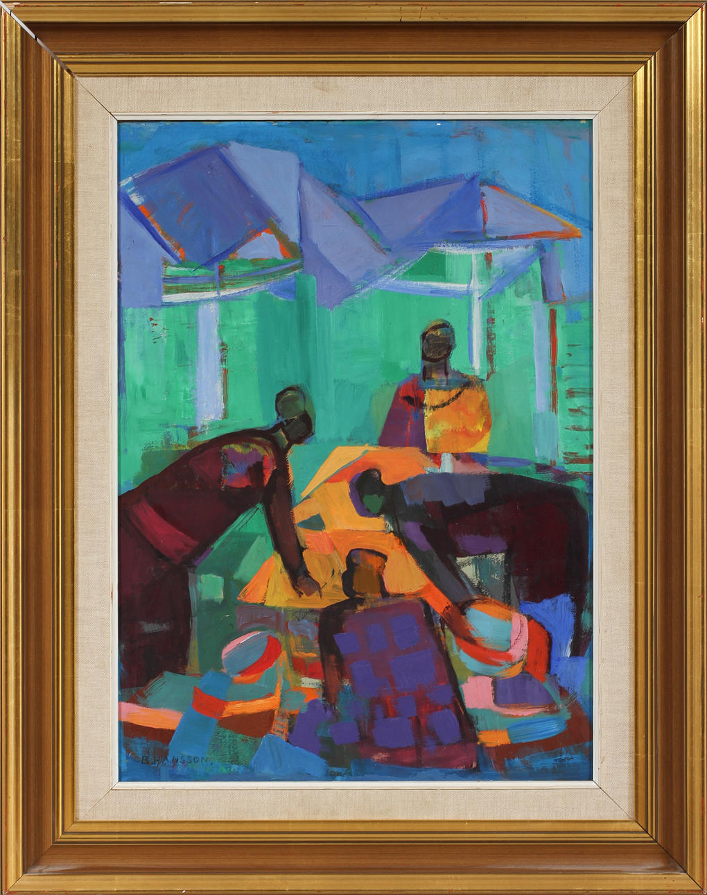 BRITA HANSON. Olja på pannå, signerad.