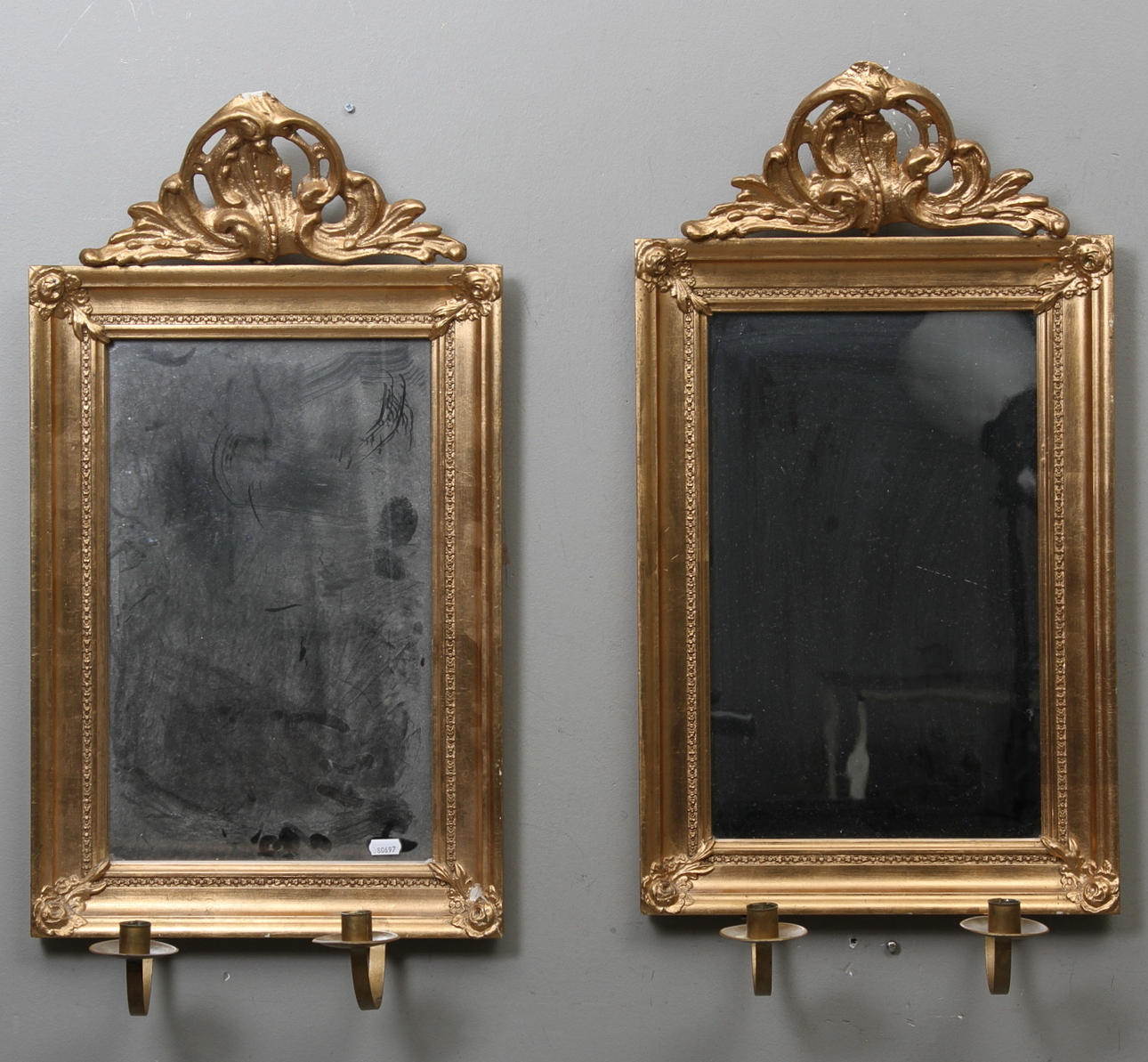 SPEGELLAMPETTER, ett par, nyrokoko, 1800 tal.