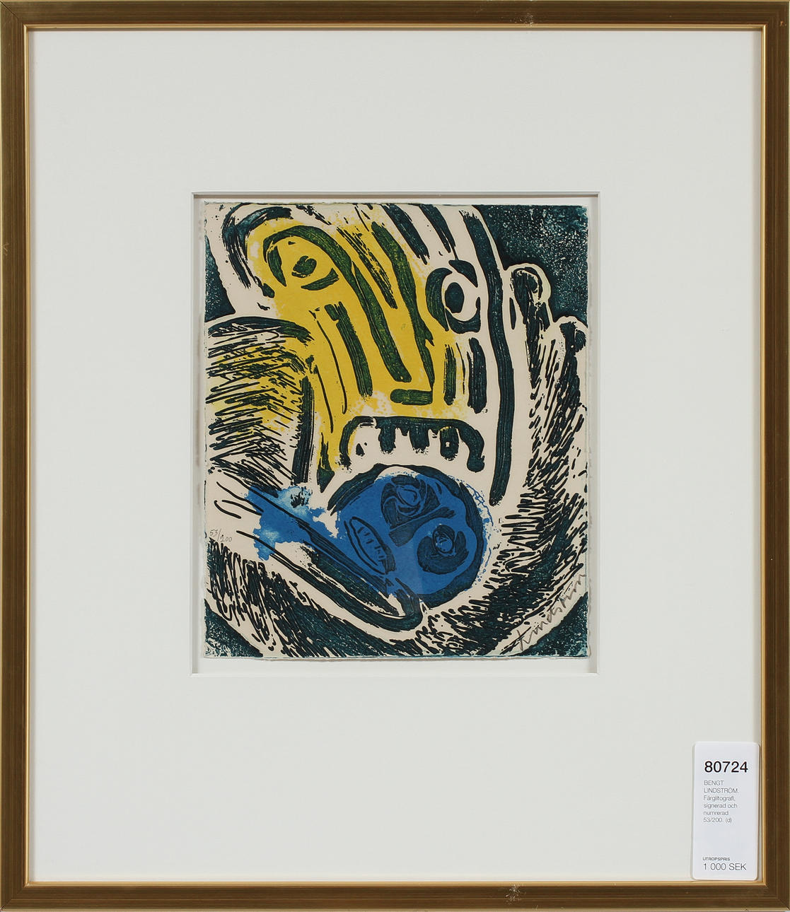 BENGT LINDSTRÖM. Färglitografi, signerad och numrerad 53/200.