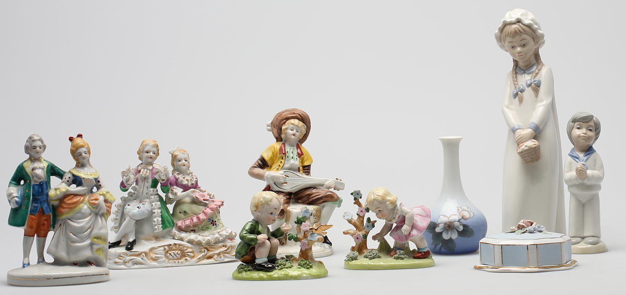 PARTI FIGURINER ETC (9). Bl a Bing & Gröndahl.