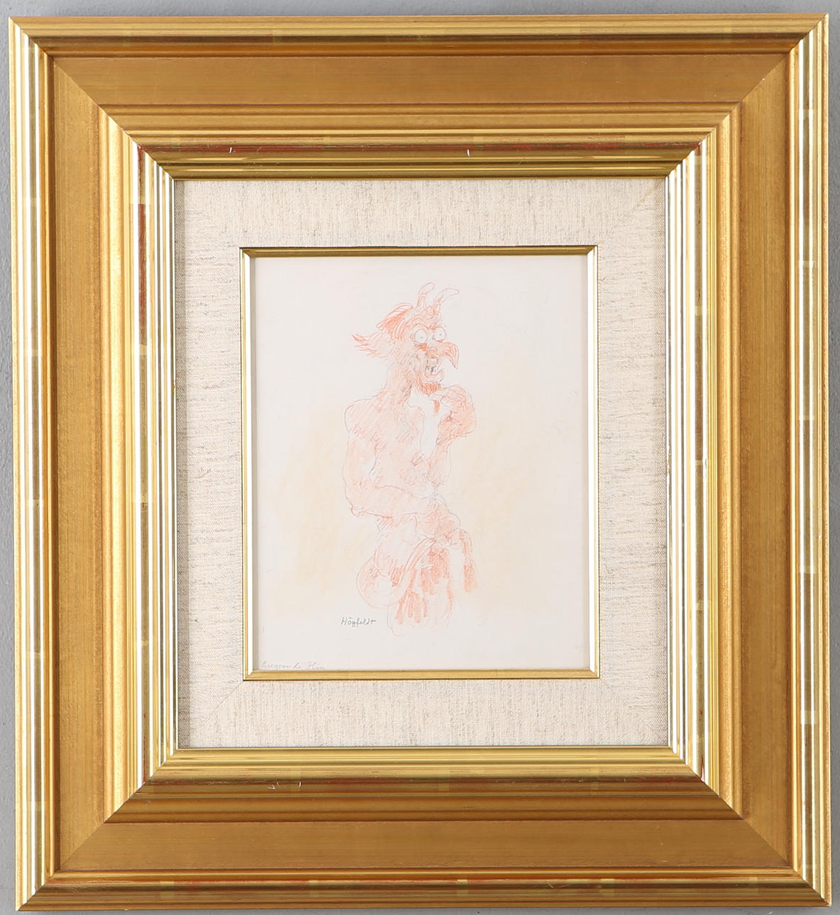 ROBERT HÖGFELDT. Djævel, mixed media, underskrevet.