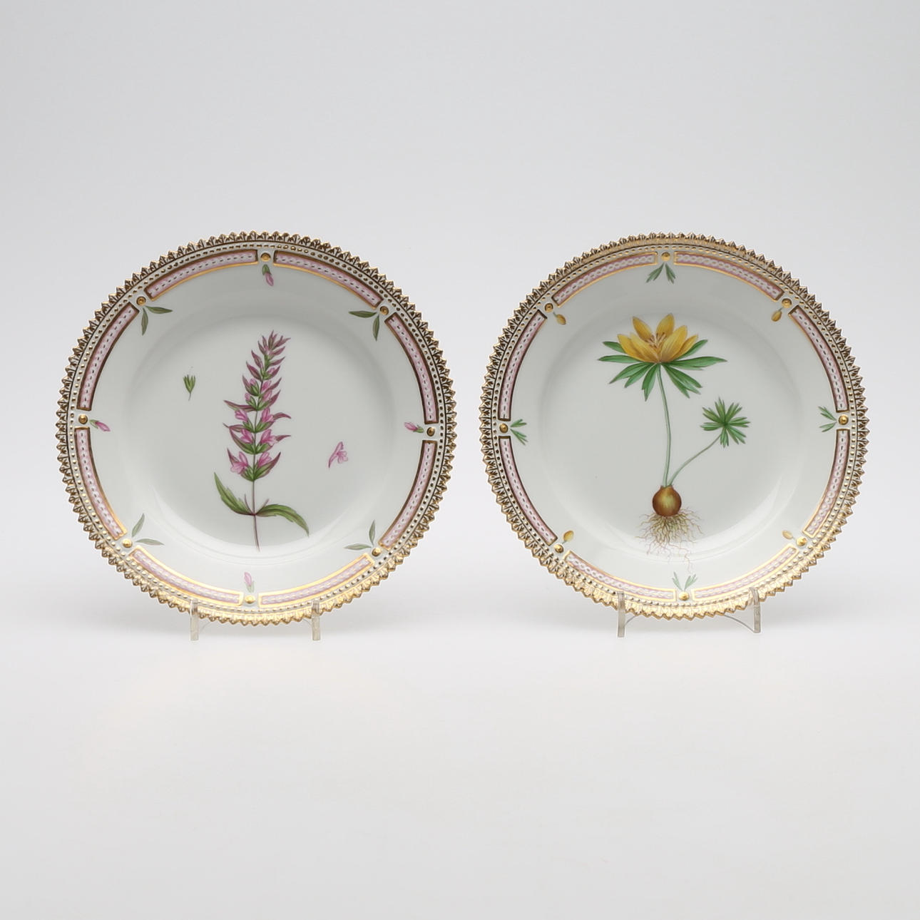 SETS, TWO PCS, "FLORA DANICA", Royal Copenhagen.