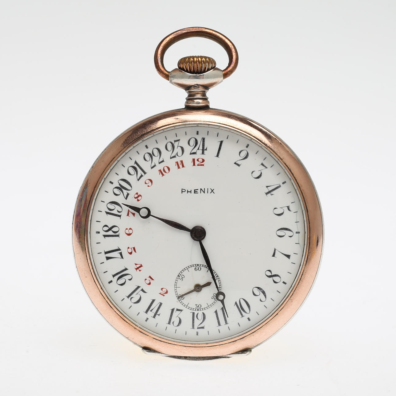 POCKET WATCH, silver, 24-hour dial, Phenix.