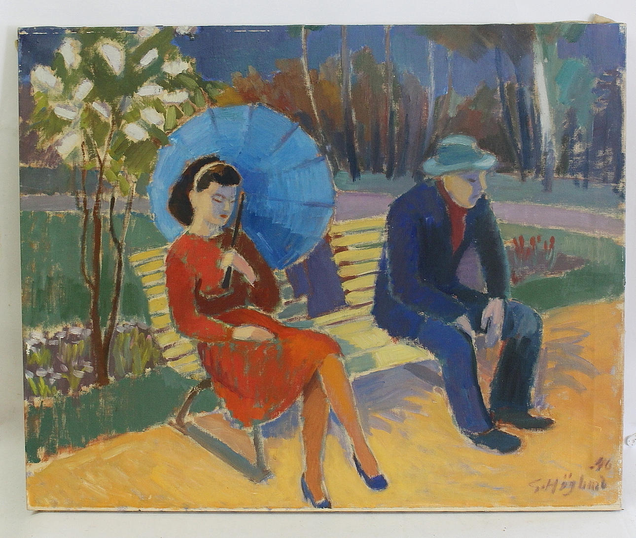 GUSTAV HÖGLUND. Oil on canvas, "Siesta", signed/dated 46.