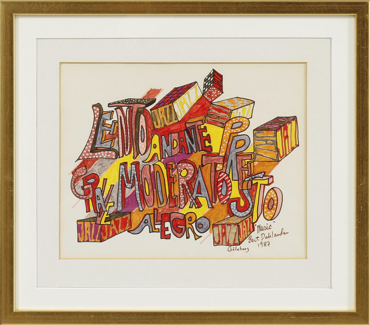 BERT DAHLANDER. "Jazz", watercolor, signed and dated 1987.