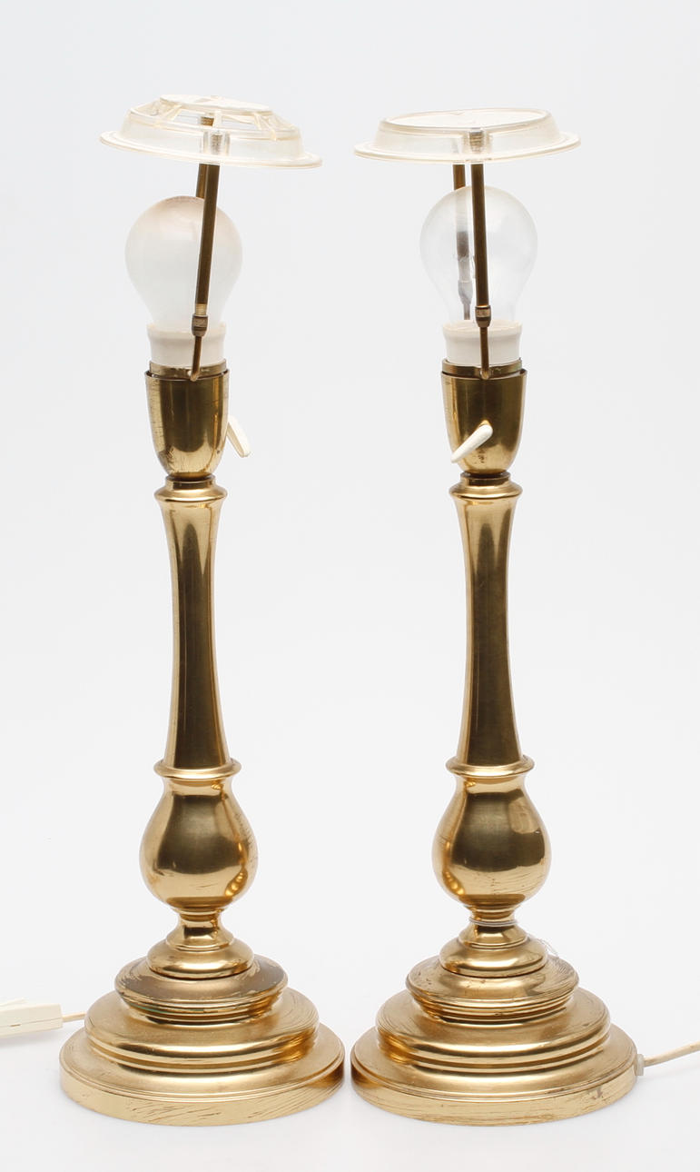 BORDSLAMPOR, ett par, mässing, Danmark.