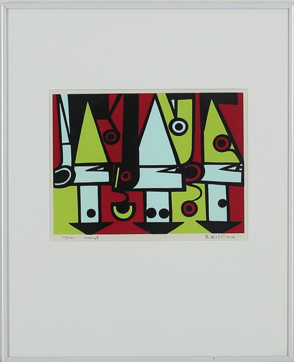 OLLE BEARTLING. Komposition. Färgserigrafi. Signerad Beartling och daterad 1949-68. 95/300.